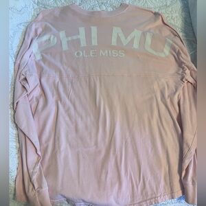 Light Pink Phi Mu spirit tshirt